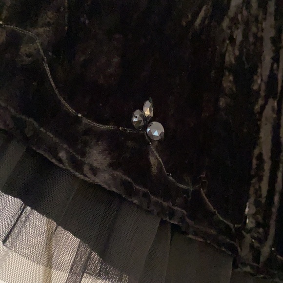 Sinequanone Vintage black velvet skirt with tule trim on bottom and sequins - Picture 3 of 7